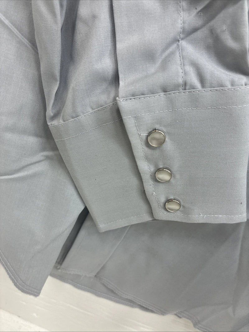New Men’s Champion Western Gray Designed Long Sleeve Pearl Snap 15.5 Medium X-4
