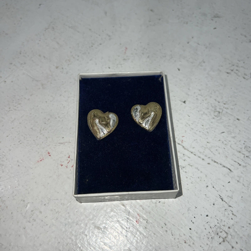 New Women’s Congress Silver Gold Silver Horse Head Heart Earrings. 93140 B-8
