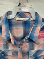 New Girls Cumberland Blue Pink Plaid Long Sleeve Pearl Snap 3XL CC-111