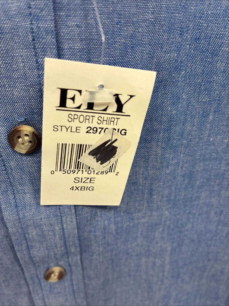 New Men’s ELY cattleman Blue Long Sleeve Button Up 20.5 X 36 4XL F-55