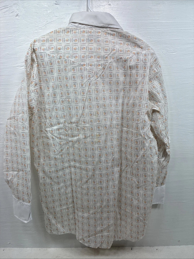 New Men’s Dickson Jenkins White Design Long Sleeve Pearl Snap 17.5 XL CC-57