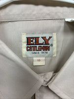 New Men’s ELY Cattleman Tan Short Sleeve Pearl Snap Shirt  16 Large X-103