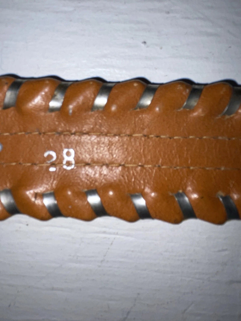 New Brown Genuine Leather Circle Y Weaved 28” Belt #8398 JJ-124
