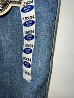 New Men’s Cowboy Cut Slim Fit Wrangler Denim Jeans. 15x34 G-8