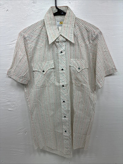 New Men’s Dickson Jenkins Multicolor Stripe Short Sleeve Pearl Snap Medium O-73