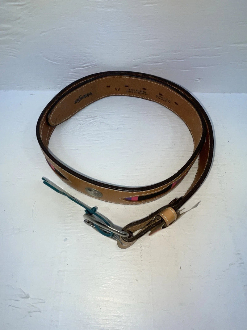 New Brown Genuine Leather Wrangler Stripes And Pendent 34” Belt #621026 Z-146