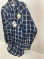 New Men’s ELY Cattleman Blue Long Sleeve Pearl Snap 3XL E-29