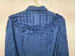 New Women’s H Bar C Blue Designed Long Sleeve Pearl Snap Size 36 II-52