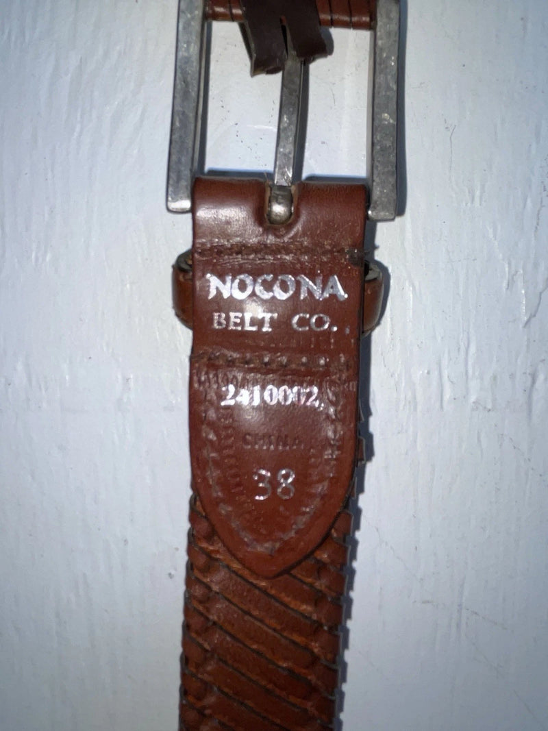 New Brown Genuine Leather Nocona Weaved 38” Belt #2410002 JJ-68