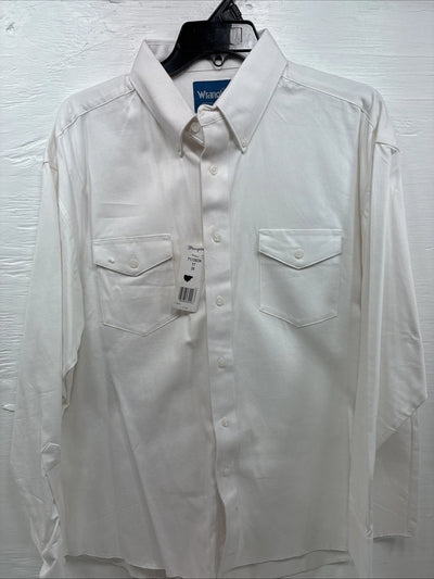 New Men’s Wrangler White Long Sleeve Button Up 17 X 35 XL R-72