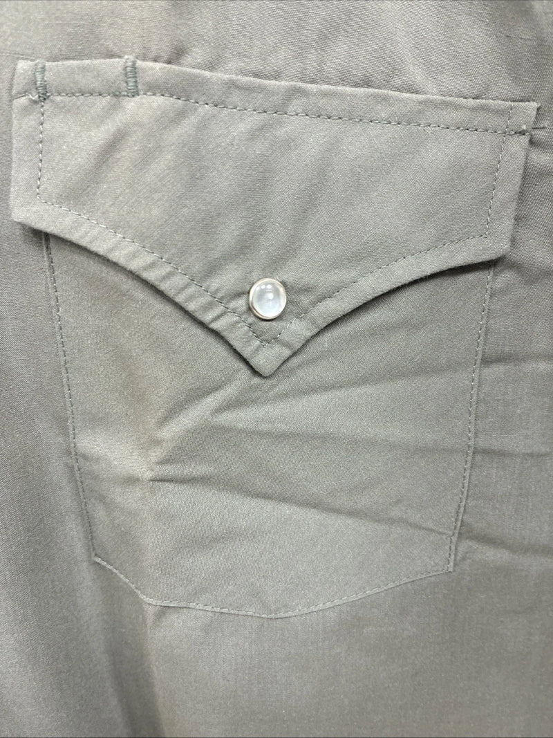 New Men’s ELY Cattleman Dark Siege Green Short Sleeve Pearl Snap 18.5 2XL M-28