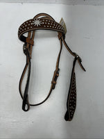 New Leather Silver Royal Beaded Diamond Browband Headstall W Split Reins U-35