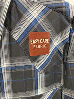 New Men’s ELY Cattleman Black Blue Flannel Long Sleeve Pearl Snap 4XL Tall E-88