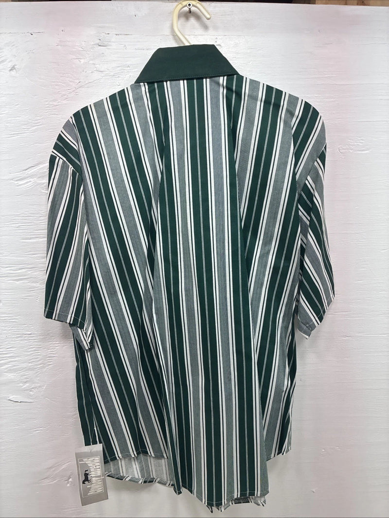 New Men’s Cowboy Threads Green Stripe Short Sleeve Button Up Large DD-43