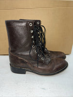 New Women’s Brown Lace Up Old West Cowboy Boots. 045 6 D. 20-143