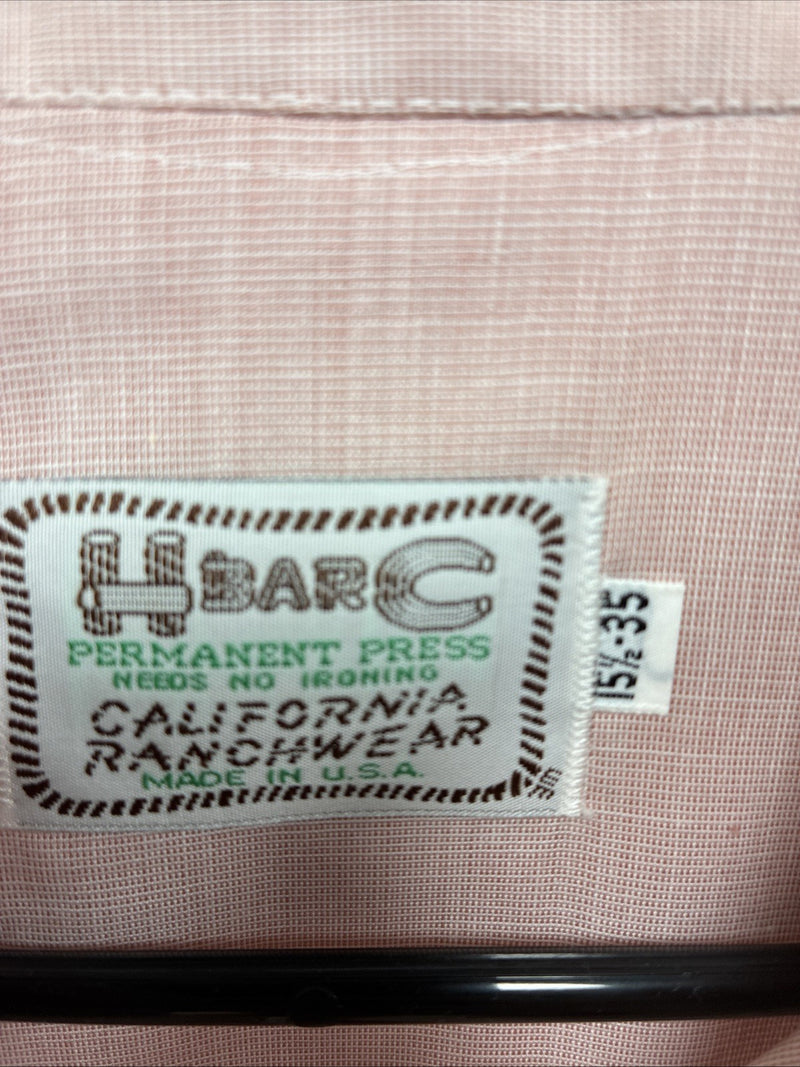 New Men’s H Bar C Pink Long Sleeve Pearl Snap 15.5 Medium J-43
