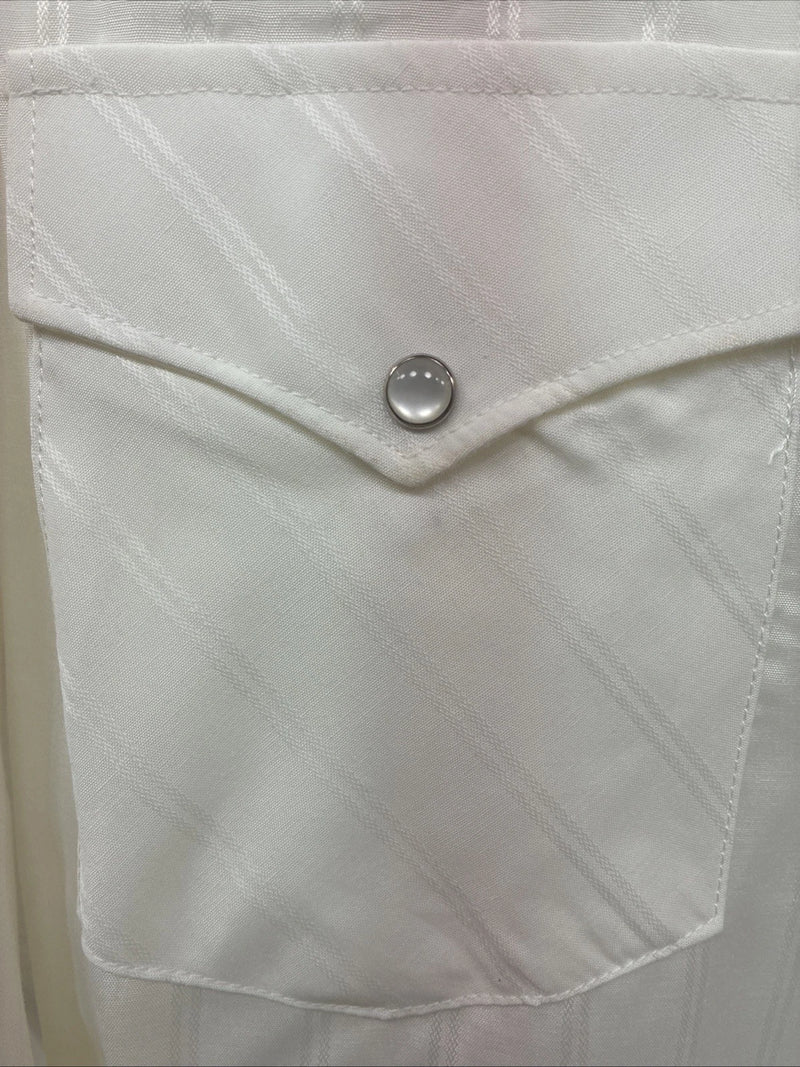 New Men’s White Horse Yellow Stripe Long Sleeve Pearl Snap XL T-77