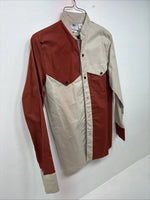 New Kids Cowboy Threads Tan Orange Long Sleeve Button Up Size 16 DD-81
