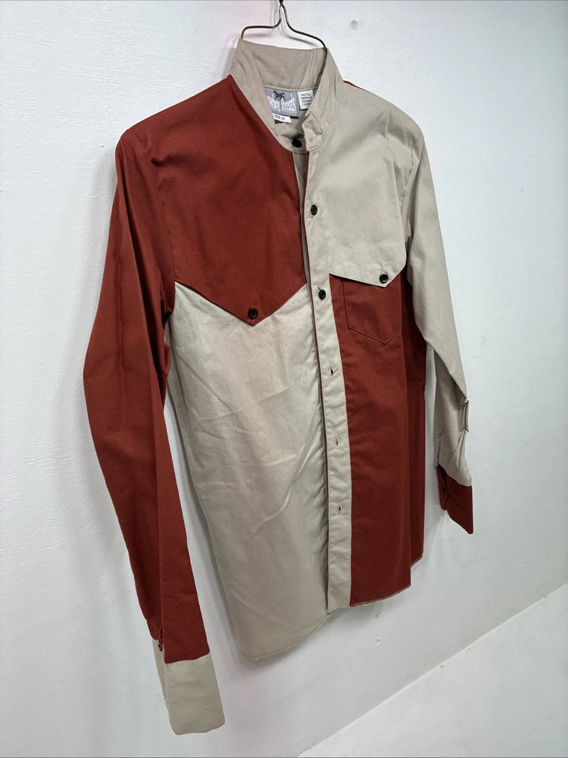 New Kids Cowboy Threads Tan Orange Long Sleeve Button Up Size 16 DD-81