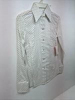 New Women’s Dickson Jenkins White Dottted Long Sleeve Pearl Snap Size 30 LL-92