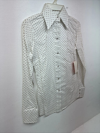 New Women’s Dickson Jenkins White Dottted Long Sleeve Pearl Snap Size 30 LL-92