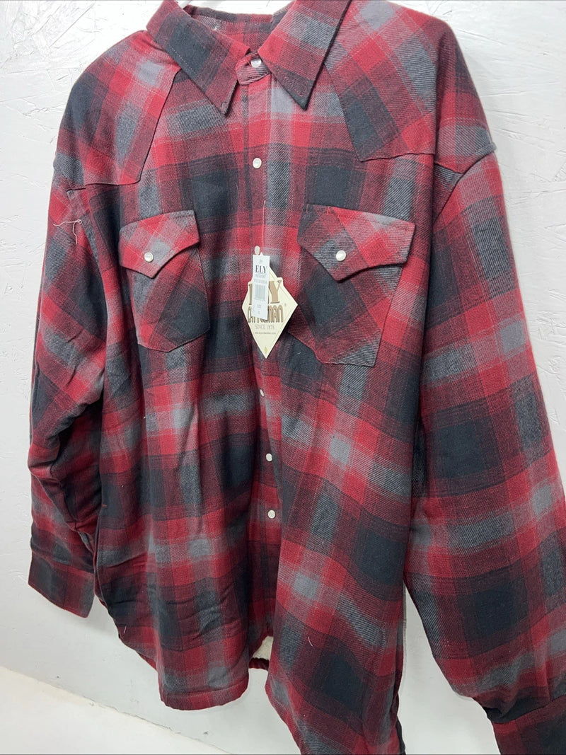 New Men’s ELY Cattleman Red Plaid Wool Jacket XL JJ-600