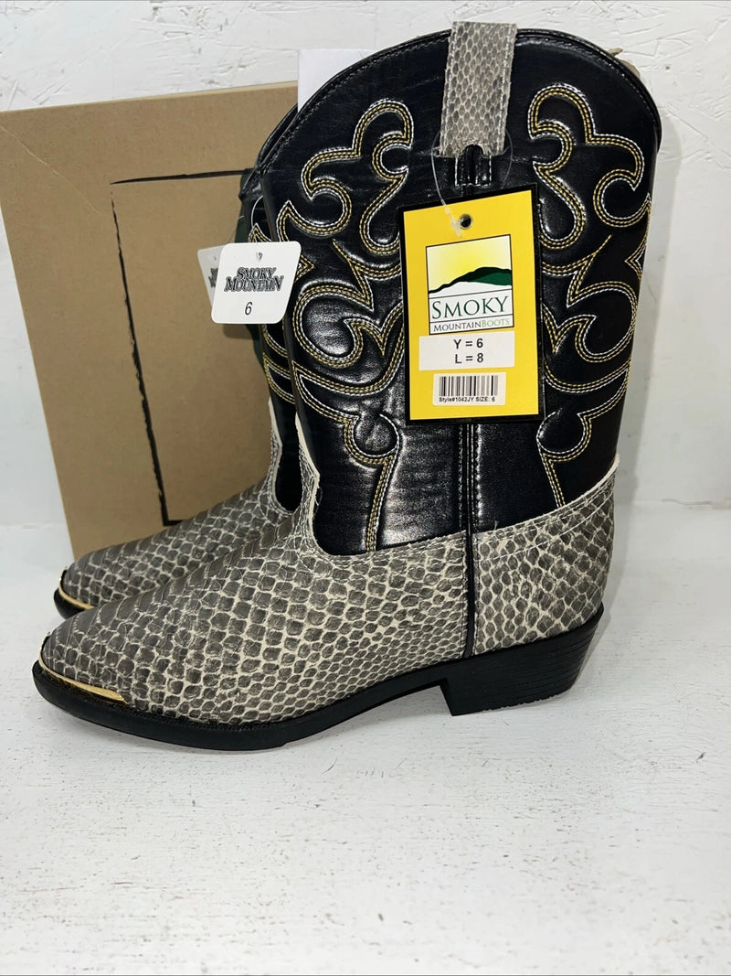 New Women’s Black Snakeskin Smoky Mountain Cowboy Boots. 1042JY 6. 19-35