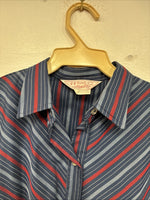 New Women’s H Bar C Blue Stripe Long Sleeve Pearl Snap Size 34 YY-78