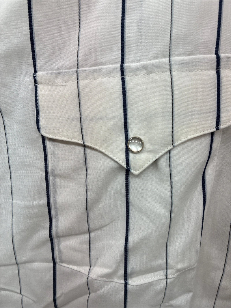 New Men’s Panhandle Slim White Stripe Short Sleeve Pearl Snap 15.5 Medium V-20