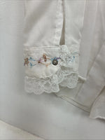 New Women’s American Rodeo White Embroidered Long Sleeve Pearl Snap 14 YY-133