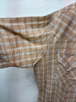 New Men’s ELY Cattleman Tan Plaid Short Sleeve Pearl Snap XL R-62