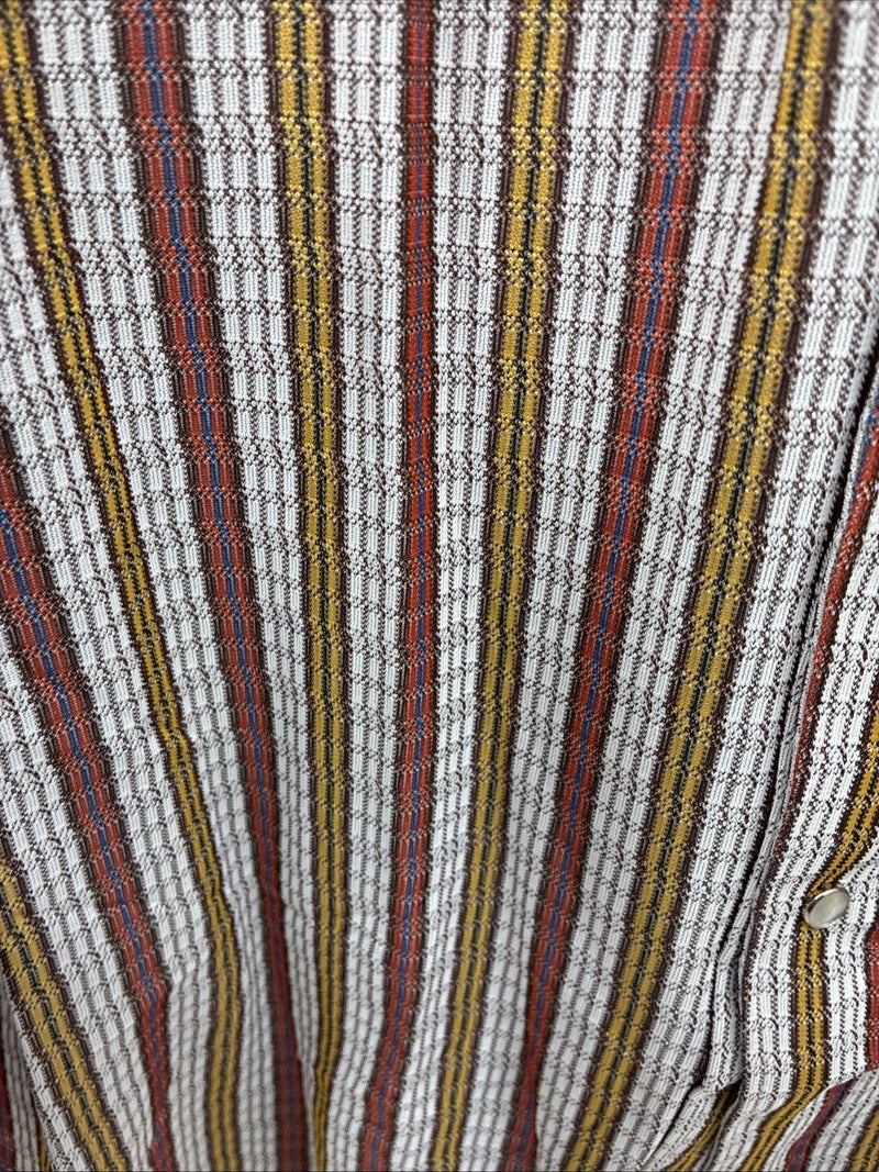 New Men’s Rock mount Multicolor Stripe Long Sleeve Pearl Snap 15.5 Medium AA-71