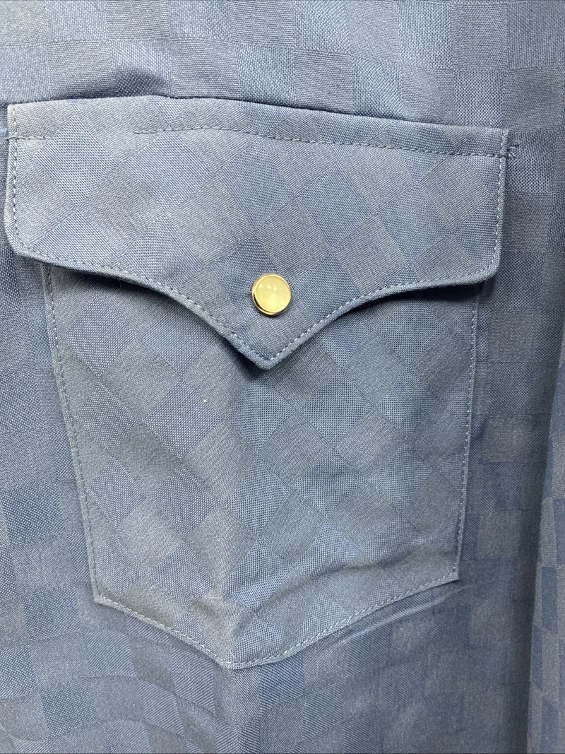 New Men’s Panhandle Slim Blue Checkered Long Sleeve Pearl Snap 17.5 XL T-21