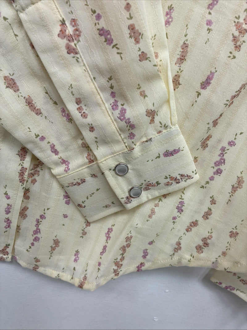 New Women’s White Horse Yellow Floral Long Sleeve Floral Small DD-96