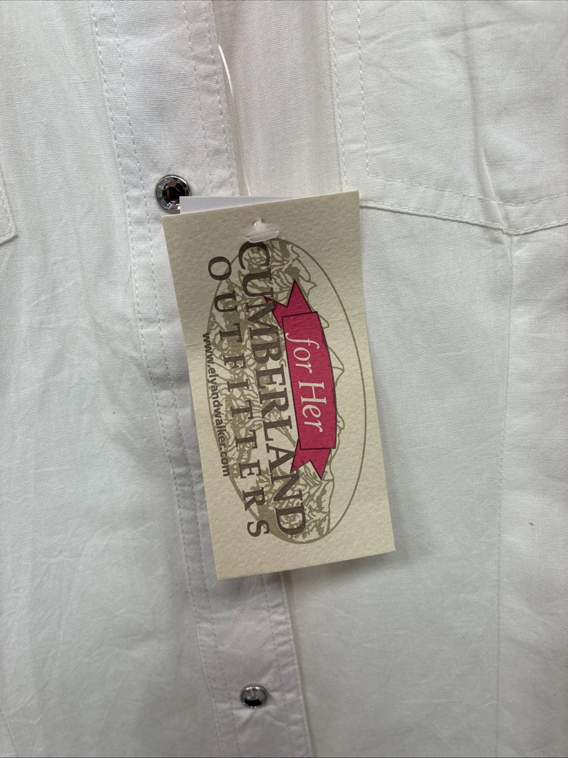 New Women’s Cumberland White Gem Long Sleeve Pearl Snap Size XL KK-84