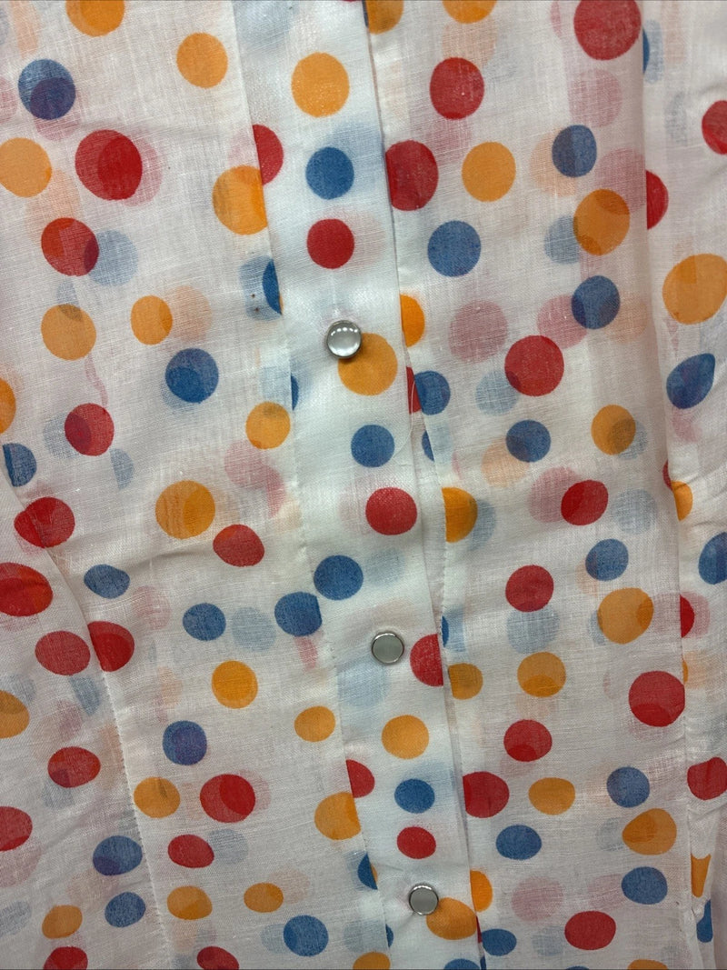 New Women’s Tem Tex Polkadot Long Sleeve Pearl Snap Size 34 LL-102