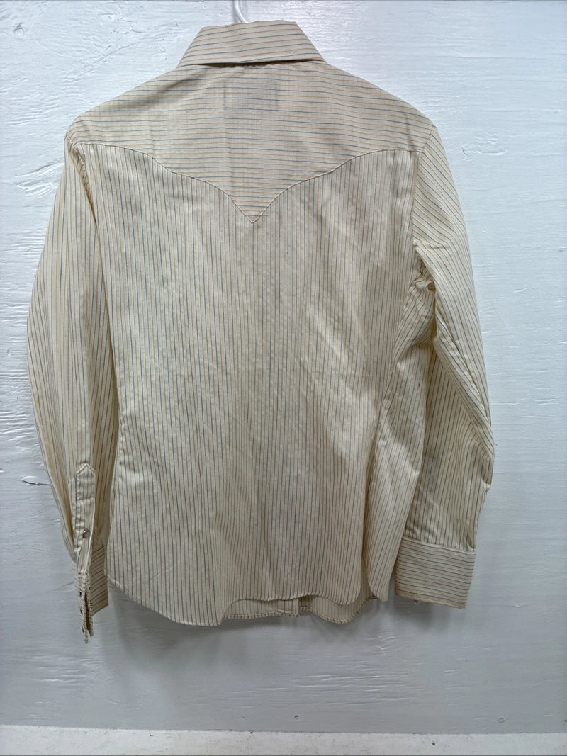 New Women’s Panhandle Slim Tan Stripe Long Sleeve Pearl Snap 16 XL DD-13 