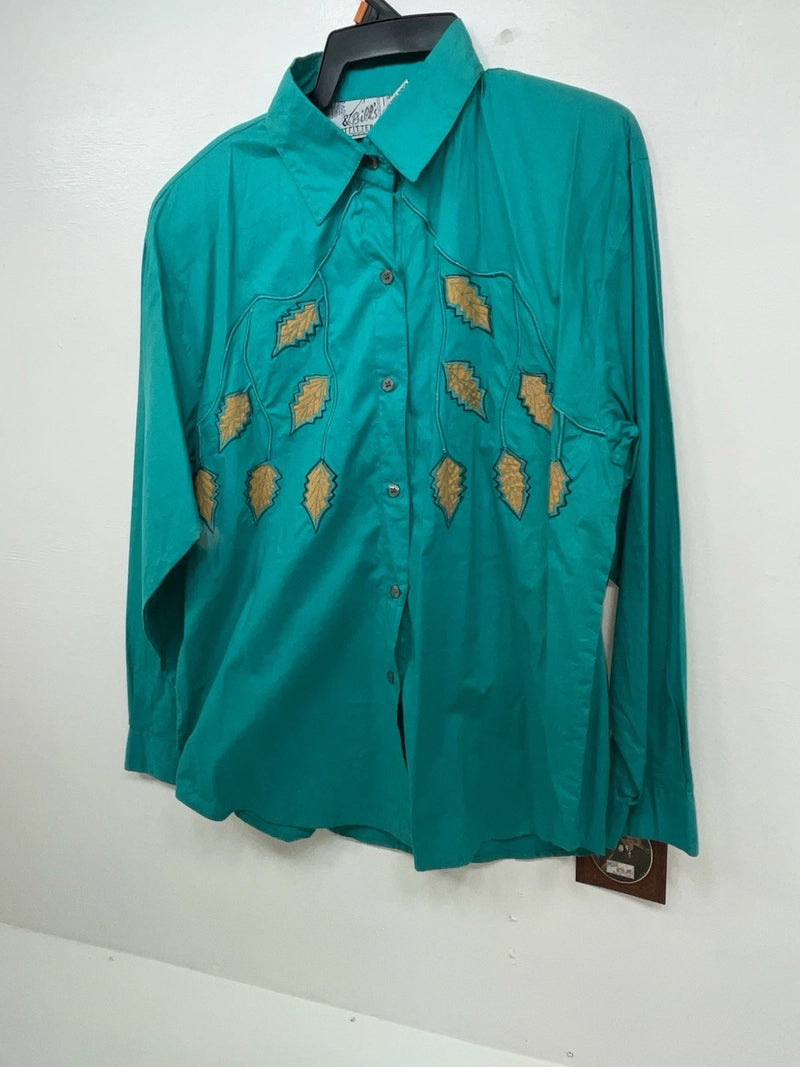 New Women’s Blue Mine & Bills Outfitters Long Sleeve Button Up Shirt M 3B-84
