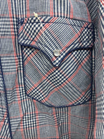 New Men’s Champion Westerns Blue Red Plaid Long Sleeve Pearl Snap 14 Small R-26