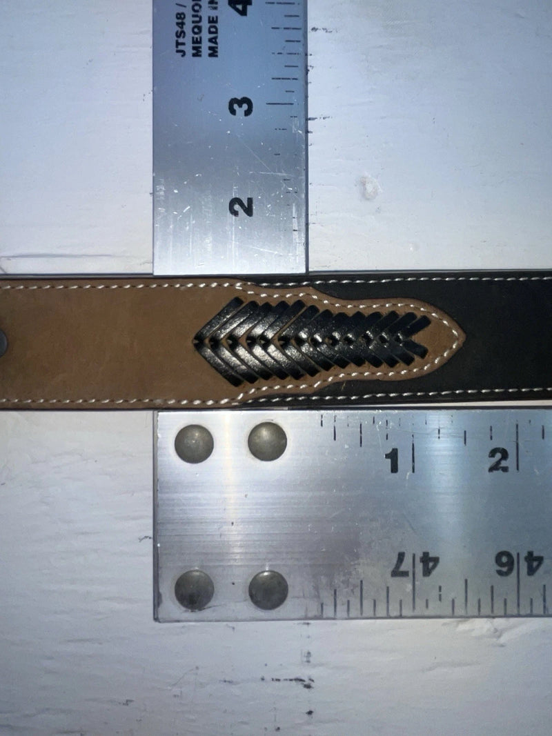 New Black Genuine Leather 3D Weaved And Silver Pendent 28” Belt #1430 JJ-110