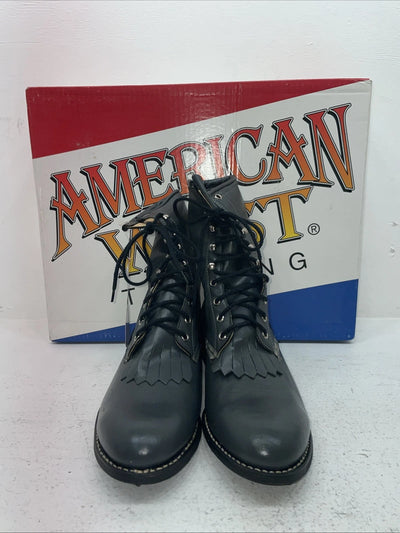 New Men’s Gray Lace Up American West Cowboy Boots. 6999 9.5 9 1/2 E W. 5-16