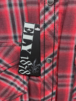 New Men’s ELY 1878 Red Plaid Long Sleeve Pearl Snap XL M-53