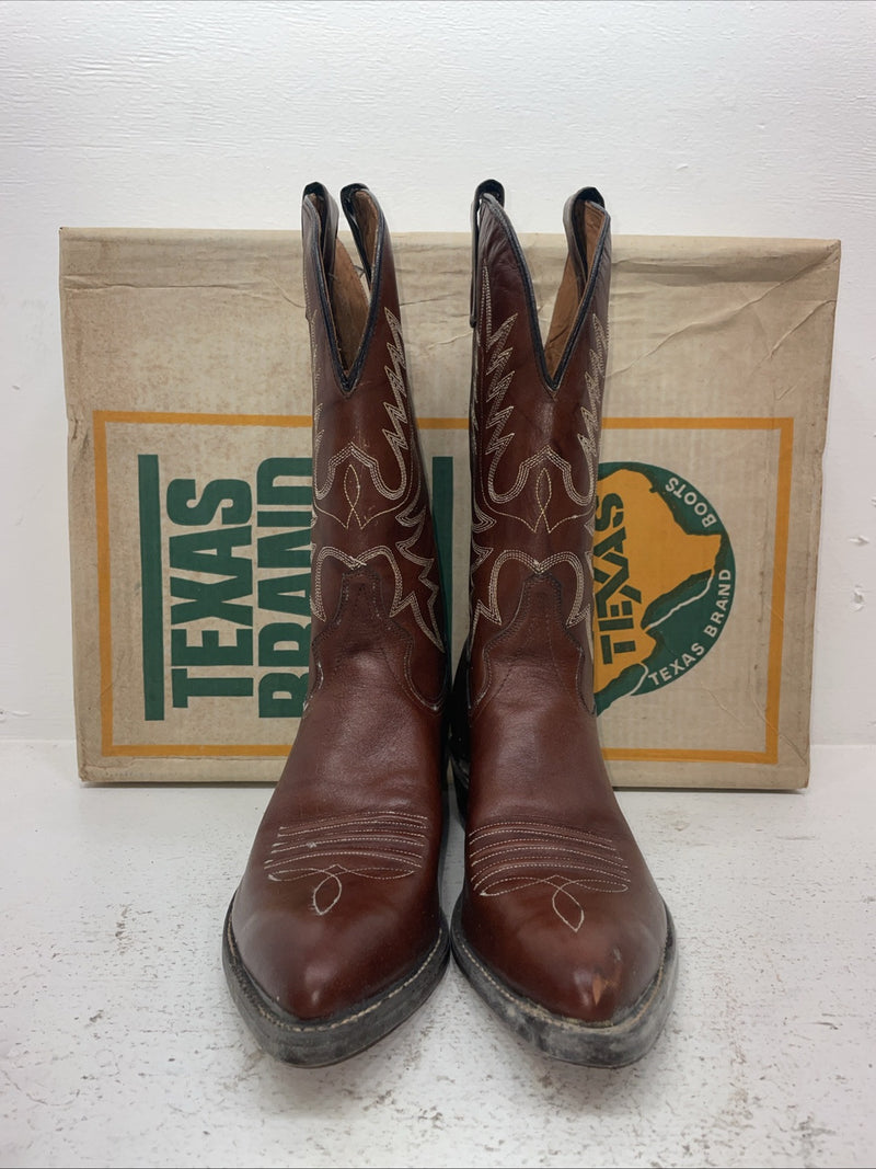 New Men’s Brown Texas Brand Cowboy Boots. 7953 10 D. 7-41