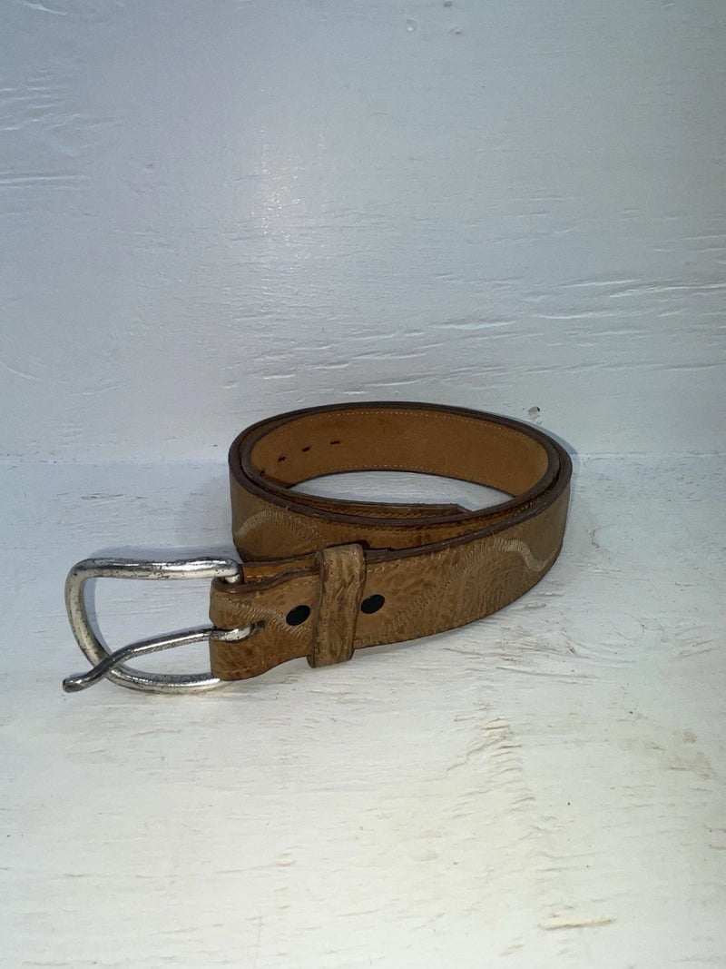 New Brown Genuine Leather Stitched 34” Belt #6988/23 Z-118