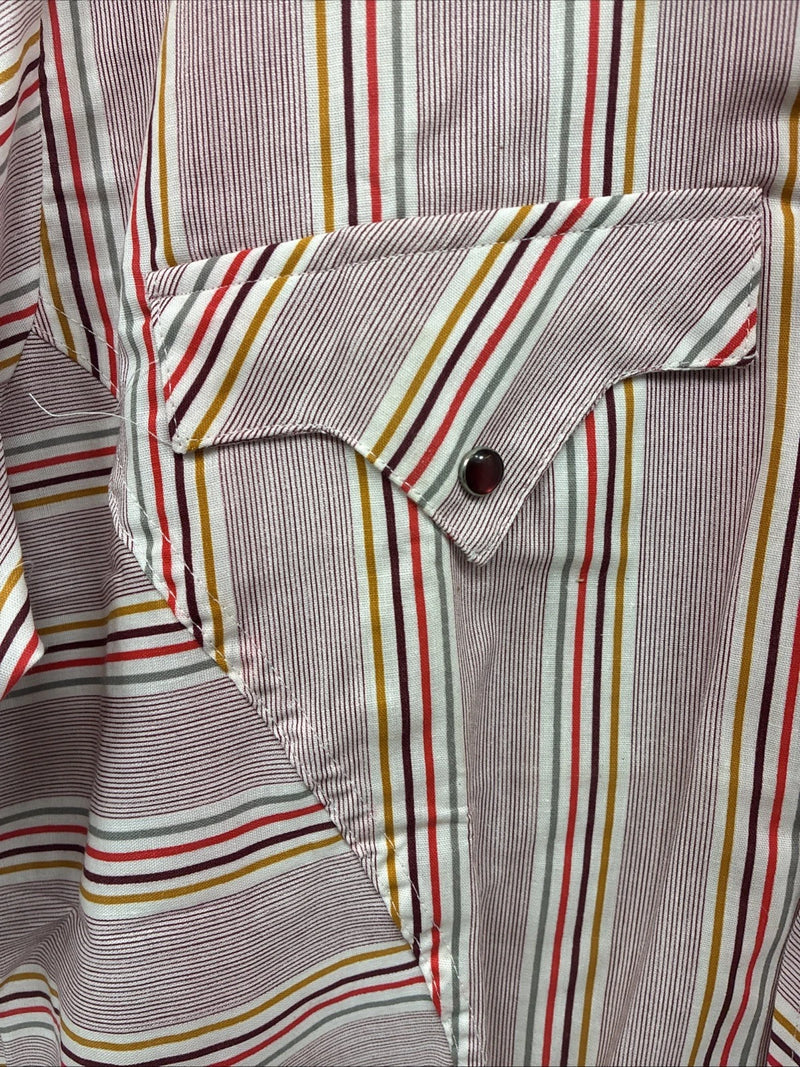 New Men’s Tem Tex Pink Stripe Long Sleeve Pearl Snap 16.5 X 35 Large R-32
