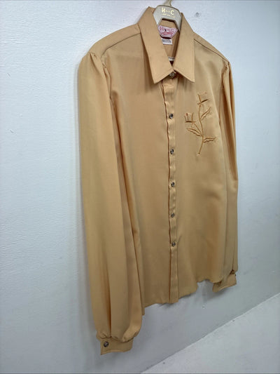 New Women’s H Bar C Yellow Design Long Sleeve Pearl Snap Size 38 II-78