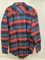 New Men’s Wrangler Red Blue Navy Flannel Long Sleeve Pearl Snap 20 X 36 XL H-60
