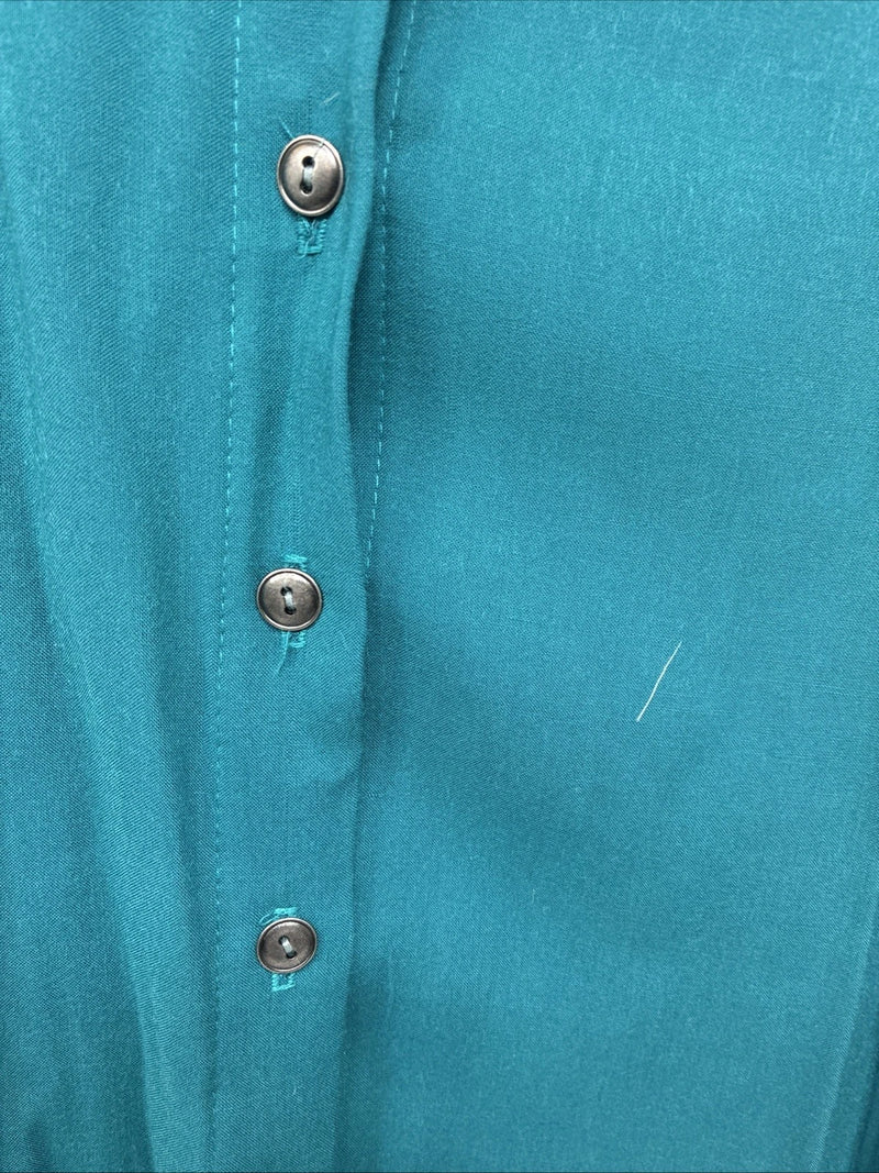 New Women’s Rough Rider Teal Long Sleeve Button Up Large KK-20