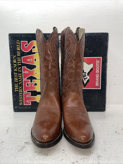 New Men’s Brown Texas Brand Cowboy Boots. 5111 10.5 10 1/2 D. 7-109