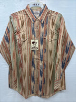 New Men’s ELY Cattleman Multicolor Camo Long Sleeve Pearl Snap 16.5 Large T-60